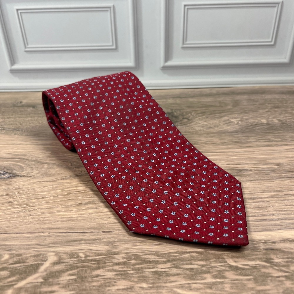 Brooks‎ Brothers Necktie Mens OS Red Floral Silk 346 Woven Italy Made USA Tie